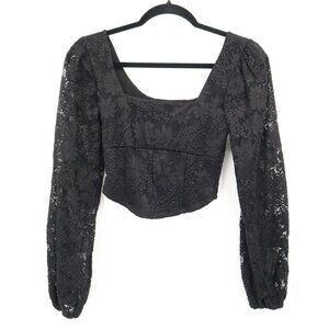 Altar'd State Boho Top Women XS Black Witchy Gypsy Whimsigoth Milkmaid Romantic